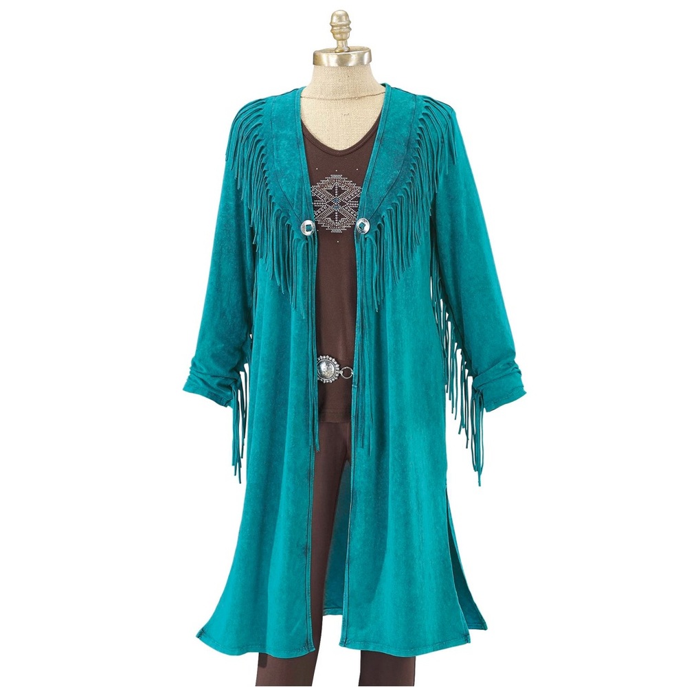 Western fringe turquoise jacket